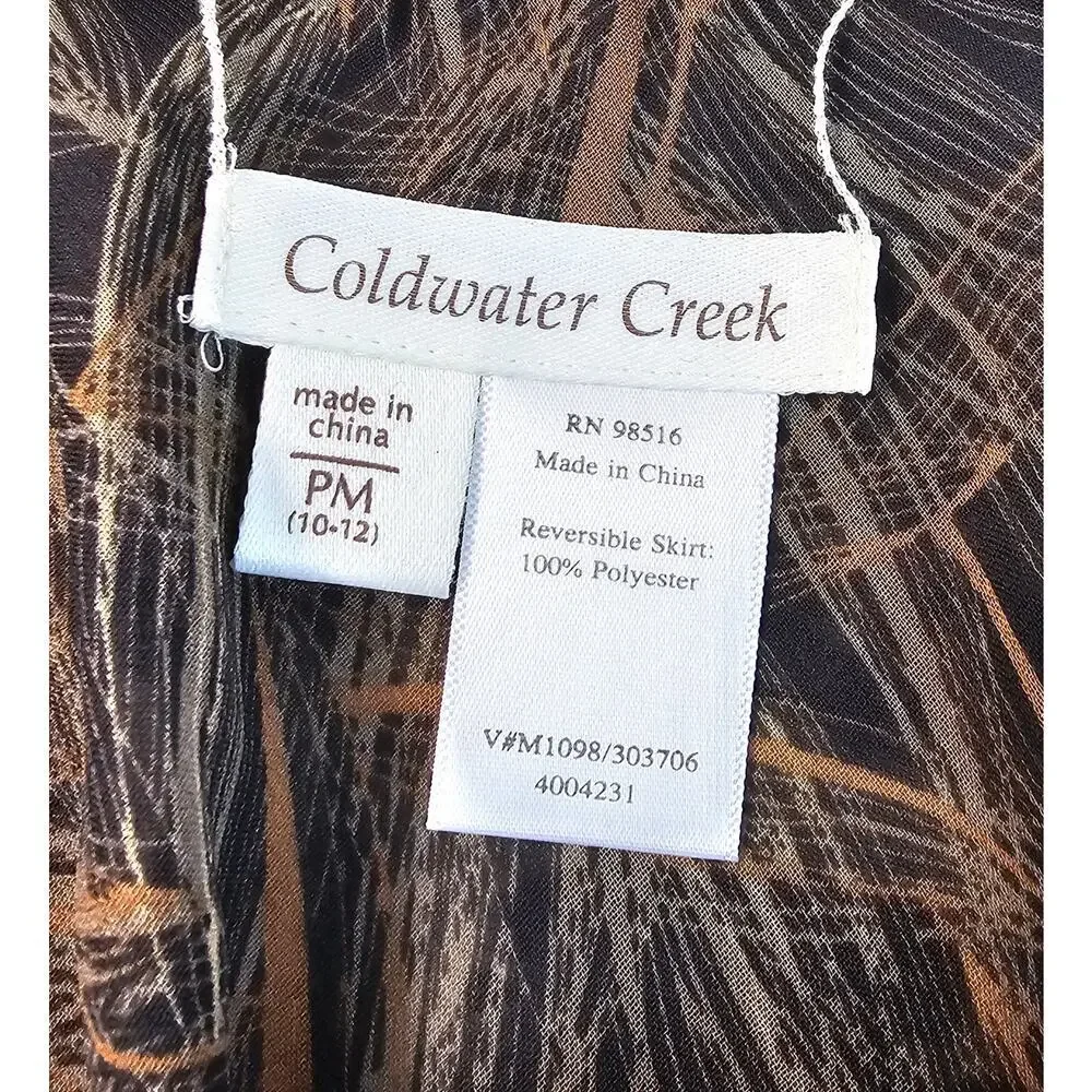 Coldwater creek vintage REVERSIBLE chiffon lined skirt neutral PM PETITE M EUC +